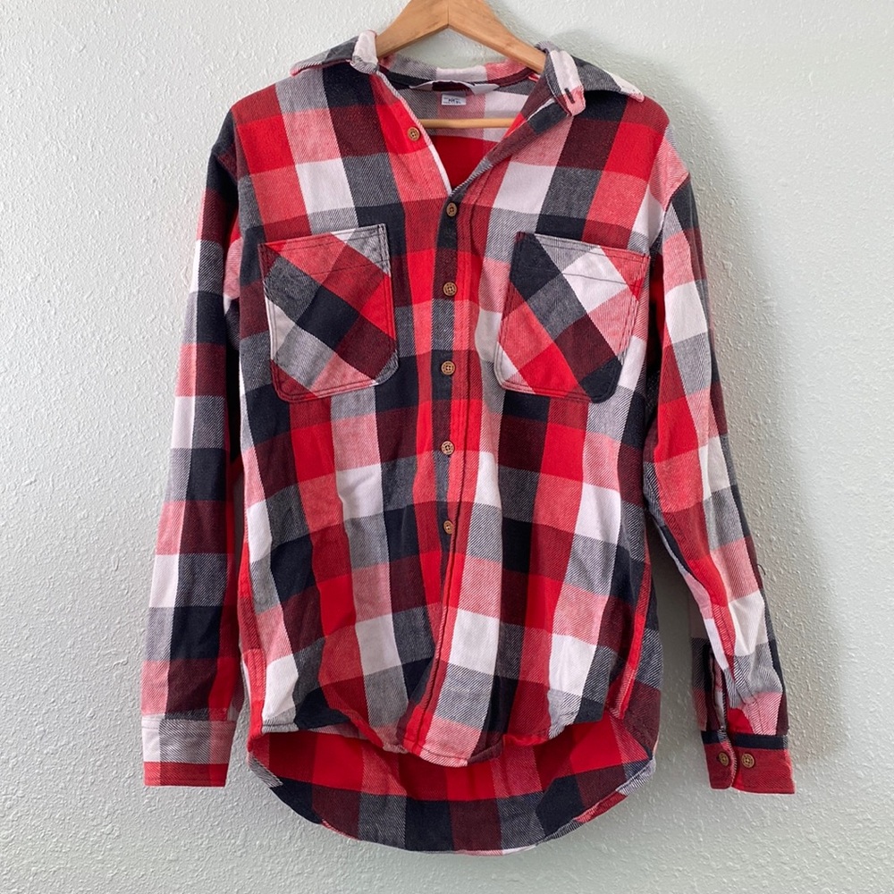 Big Mac 100% cotton MENS medium tall Red/Charcoal checkered Flannel.